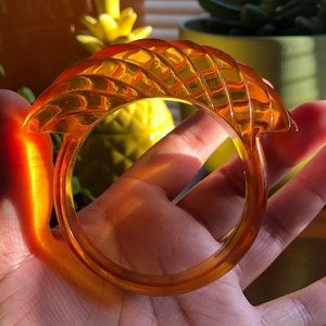 Incredible Carved Apple Juice Bakelite Bangle